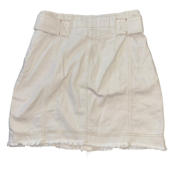 Free People Mini Button Fly Skirt White Womens 6 Bohemian Hippie Preppy Western - Picture 5 of 12